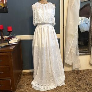Elegant White Eyelet Maxi Dress
